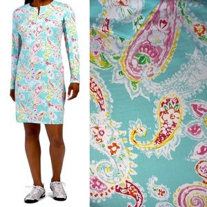 IBKUL long Sleeve 1/4 Zip Crew Neck Dress Sharon Performance Stretch SPF 50 XS S